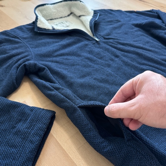 Orvis Lined Quarter Zip Pull Over Blue / Navy Knit XL - Picture 9 of 13